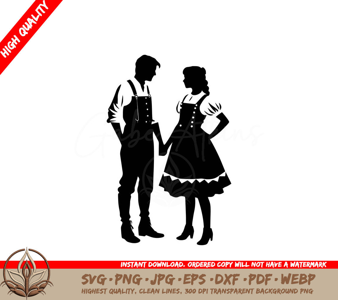 Traditional German Couple Digital Design - SVG, PNG, JPG, AI, PDF, DXF, EPS and WebP File Formats 
