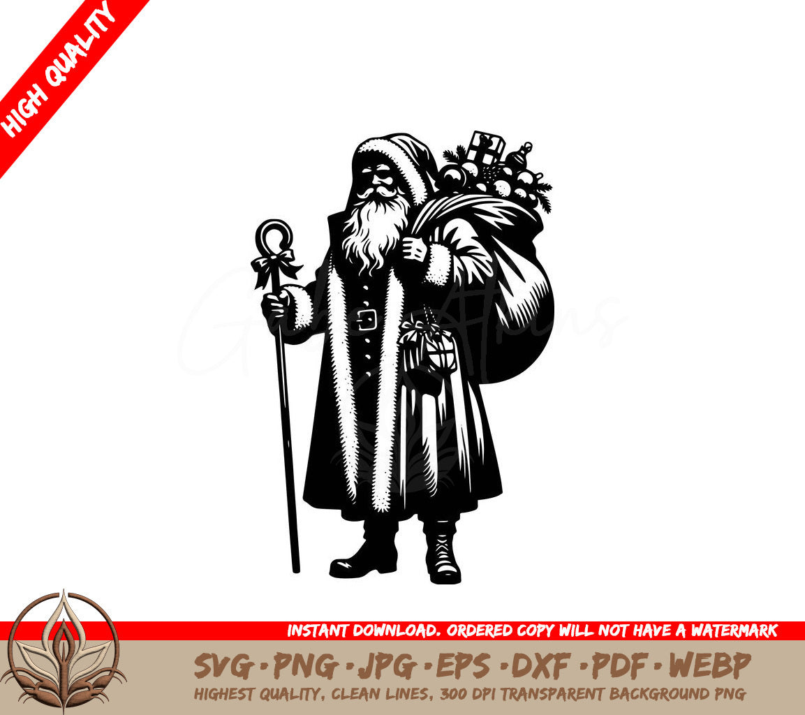 Traditional Santa Claus SVG, PNG, JPG, AI, PDF, DXF, EPS and WebP - Digital Download  
