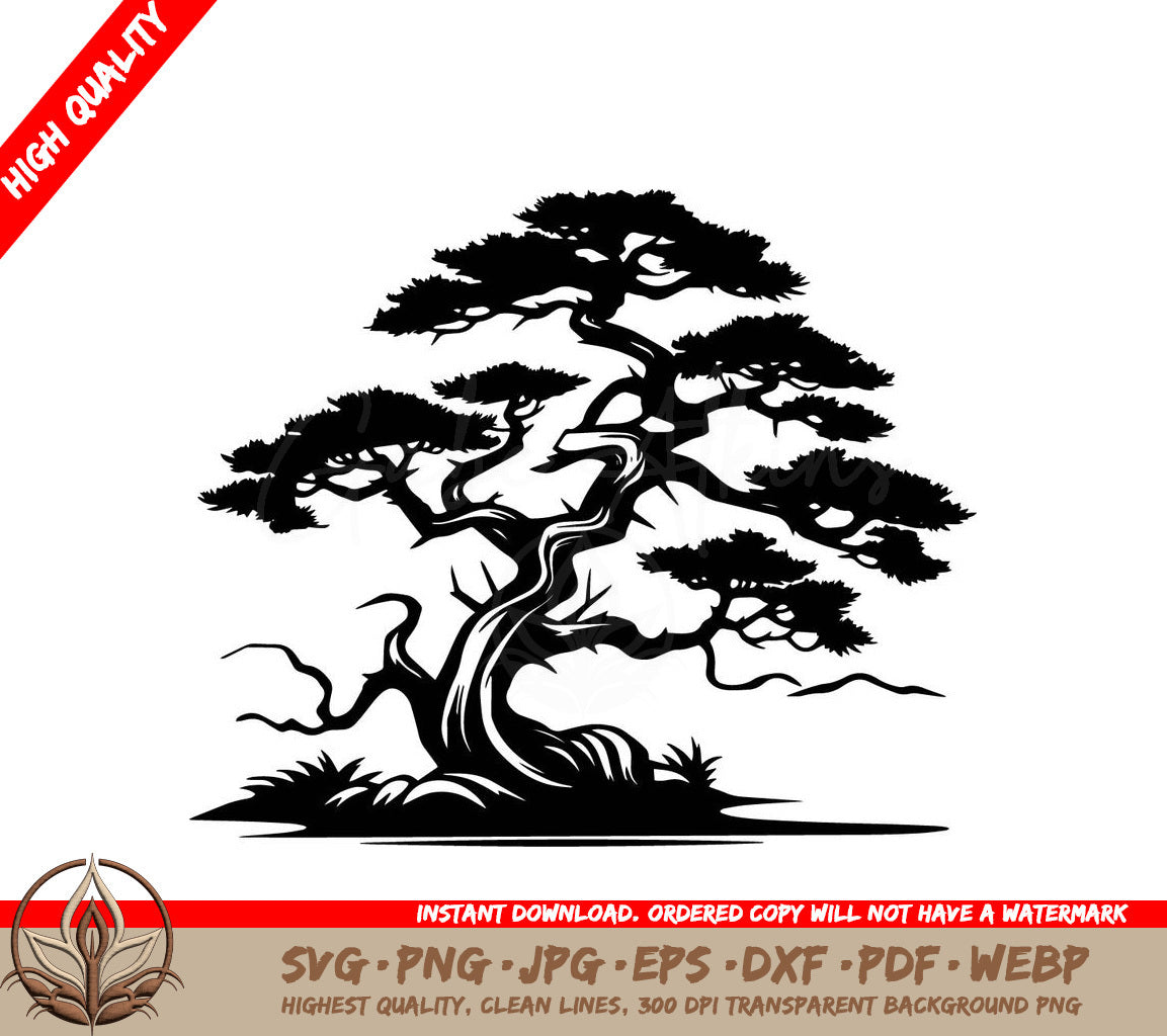 Tranquil Tree Digital Design in Multiple File Formats (SVG, PNG, JPG, AI, PDF, DXF, EPS, WebP) 
