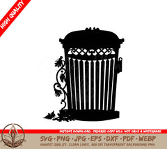 Trash Can Digital Design Cut File in SVG PNG JPG AI PDF DXF EPS WebP Formats 
