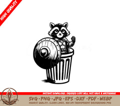 Trashcan Warrior Raccoon SVG PNG JPG AI PDF DXF EPS  WebP Digital Download 
