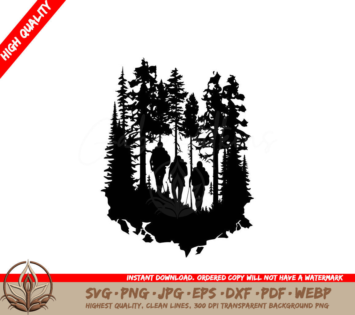 Treeline Forest Adventure: Digital Design File (SVG, PNG, JPG, AI, PDF, DXF, EPS, WebP) 
