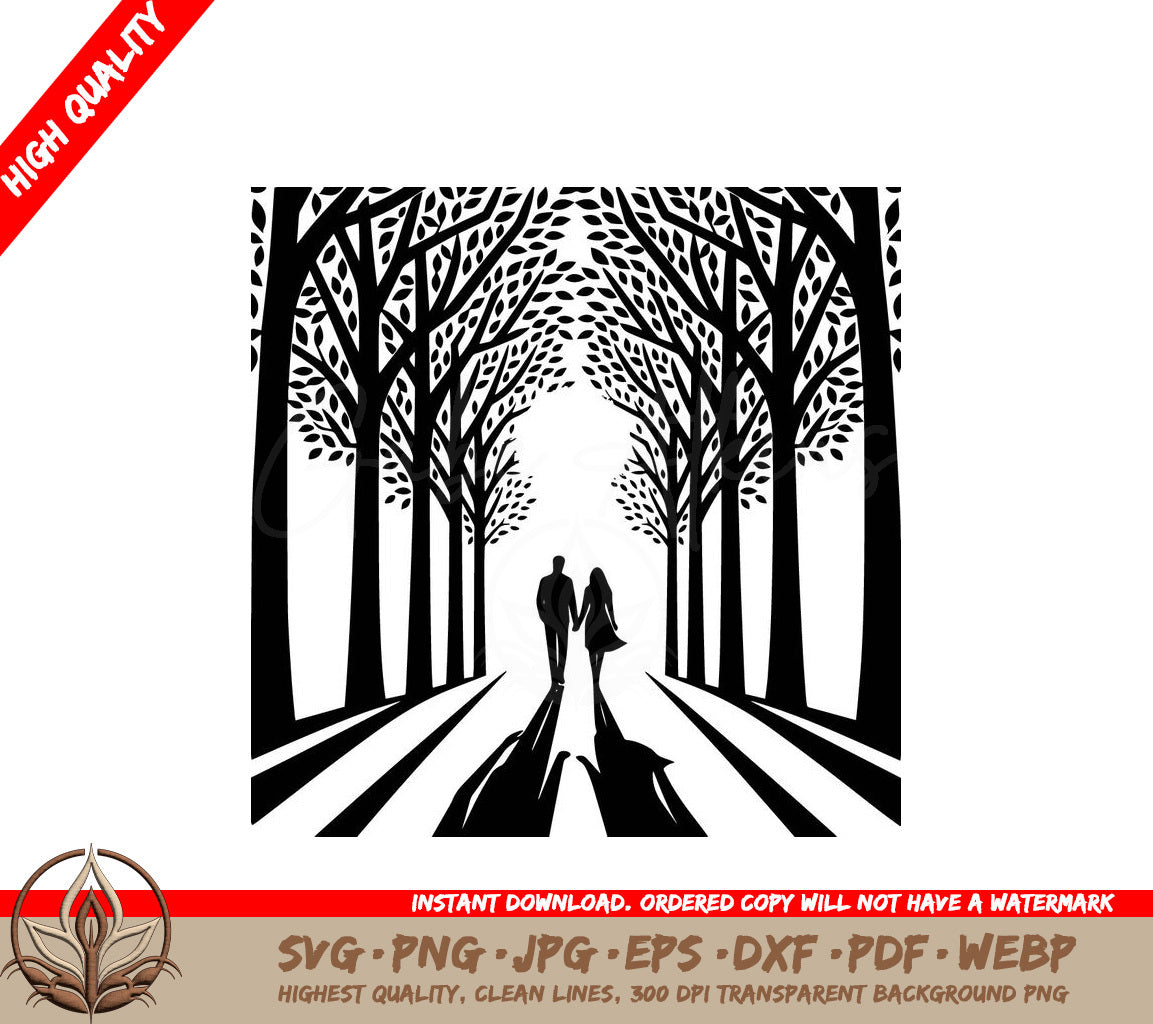 Treelined Walk Digital Design File (SVG, PNG, JPG, AI, PDF, DXF, EPS, WebP) 
