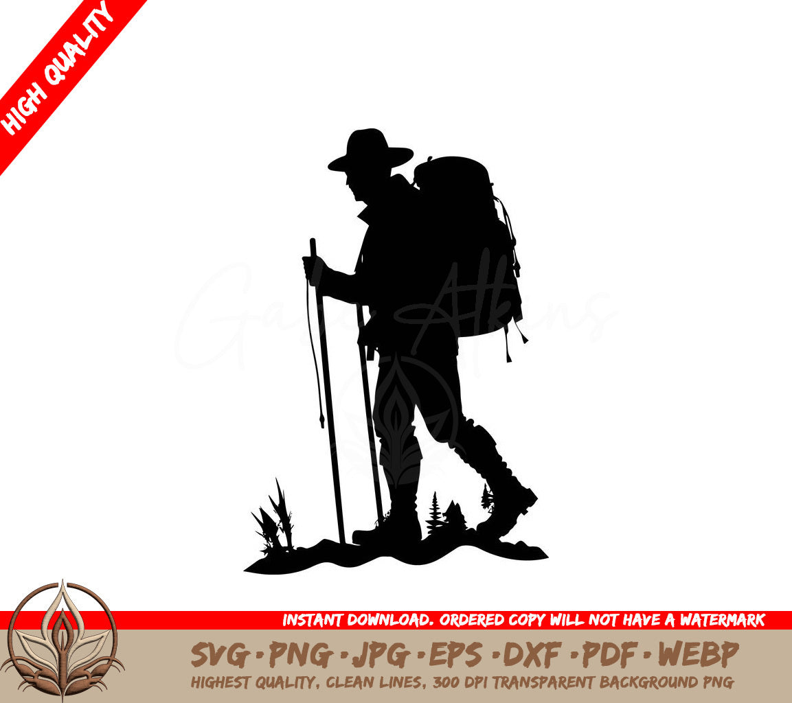 Trekking Poles Digital Design File (SVG, PNG, JPG, AI, PDF, DXF, EPS, WebP) 
