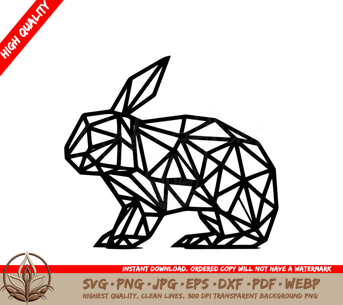 Triangle Bunny Digital Design File (SVG, PNG, JPG, AI, PDF, DXF, EPS, WebP) 
