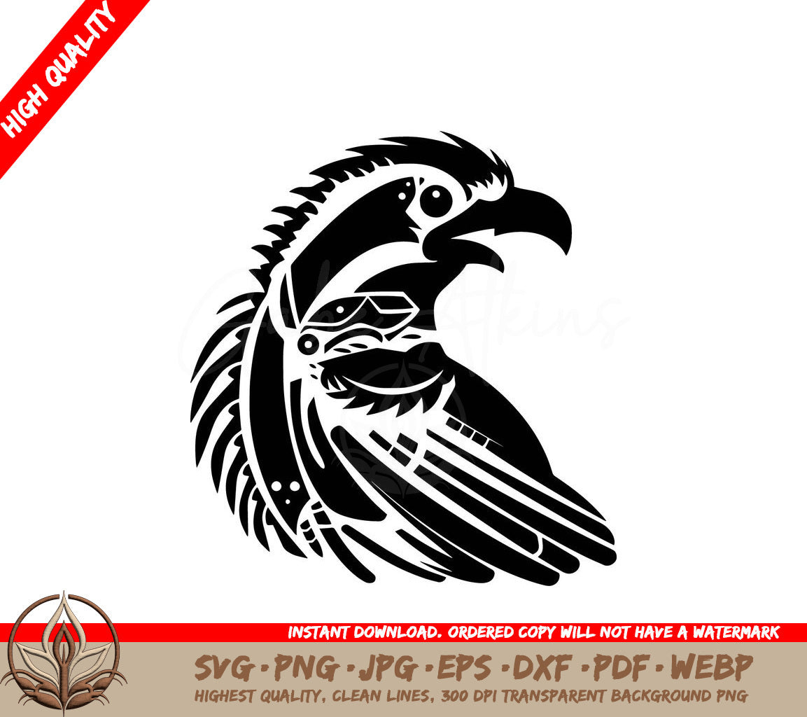 Tribal Bird Digital Design File (SVG, PNG, JPG, AI, PDF, DXF, EPS, WebP) 
