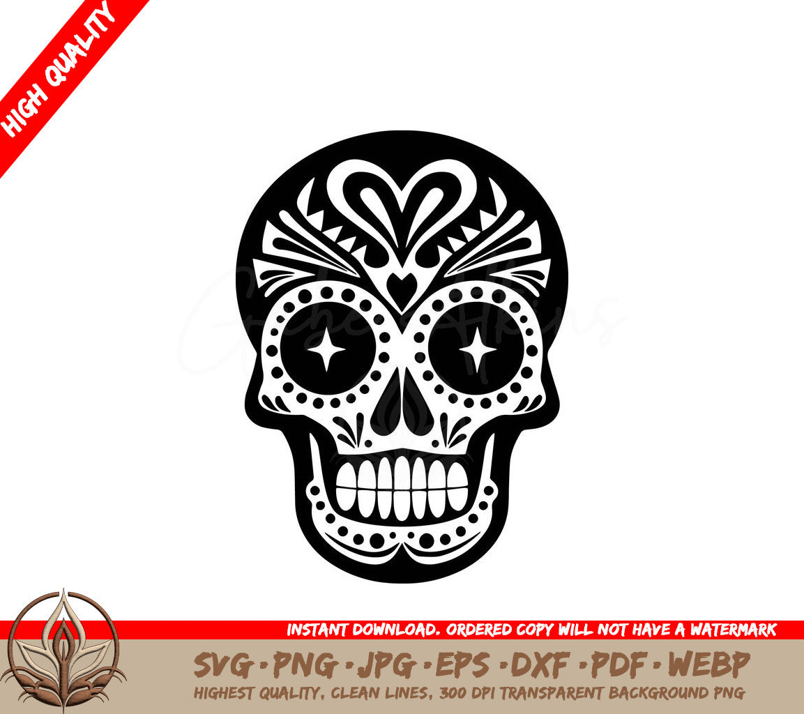 Tribal Design Skull: Digital Design File (SVG, PNG, JPG, AI, PDF, DXF, EPS, WebP) 
