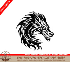 Tribal Dragon - Digital Design in Multiple File Formats (SVG, PNG, JPG, AI, PDF, DXF, EPS, WebP) 
