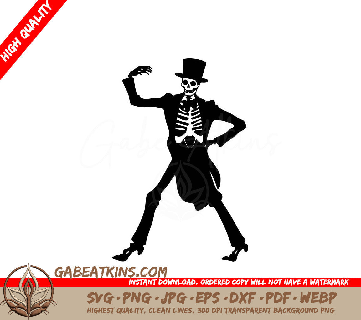 A Black And White Drawing Of A Skeleton In A Top Hat