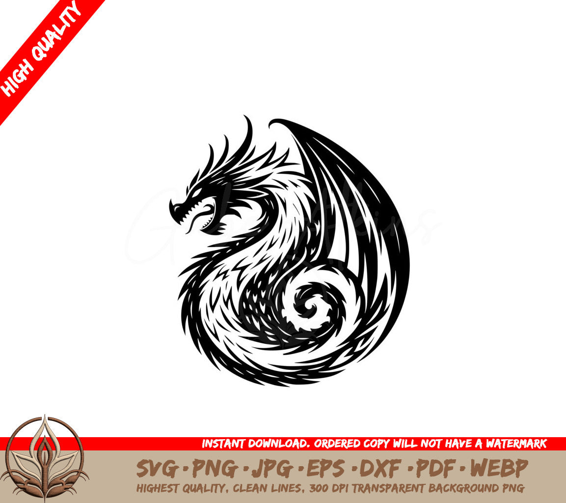 Twisting Dragon Flight SVG Cut File  Digital Download 
