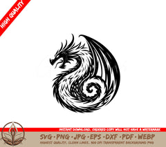 Twisting Dragon Flight SVG Cut File  Digital Download 
