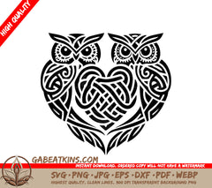 Celtic Owl Heart Love SVG -  Design SVG