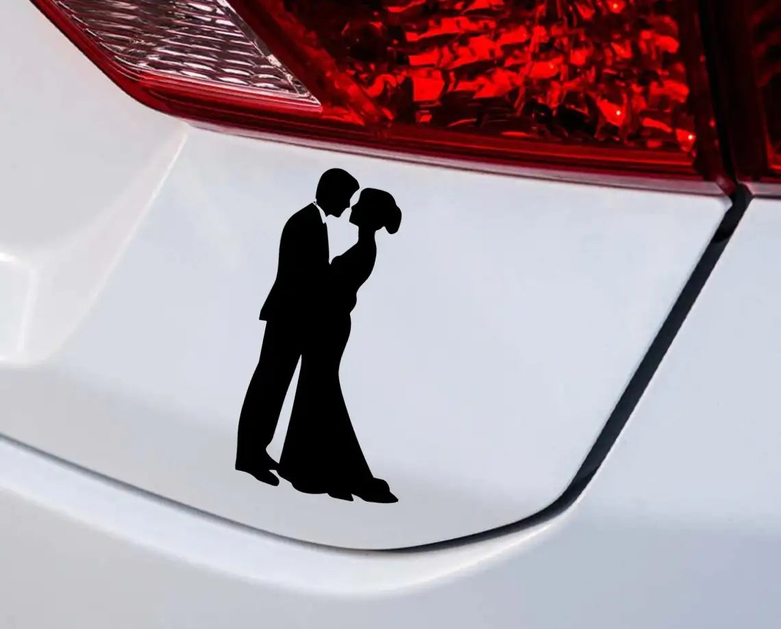 A Silhouette Of A Bride And Groom Kissing SVG - Tying the Knot SVG