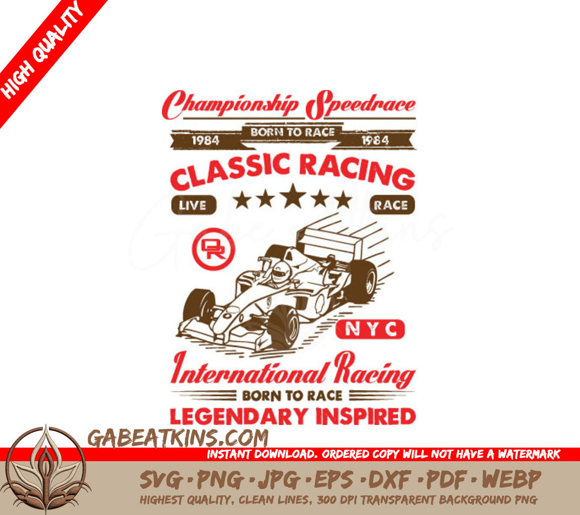 NYC Classic Racing Championship Speedrace 1984 SVG Poster Design SVG