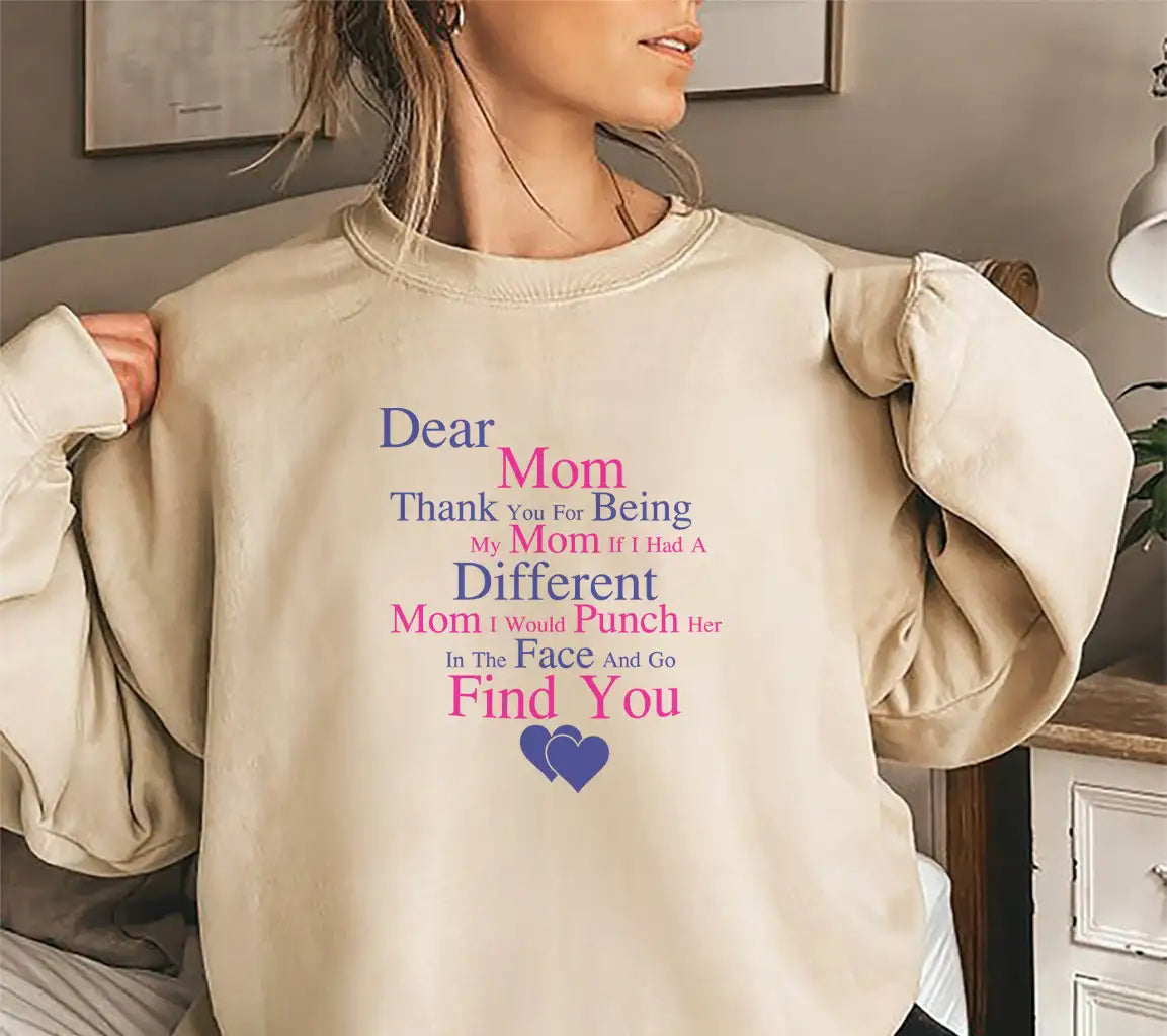 Dear Mom Thank You SVG - Typography T-Shirt Design SVG