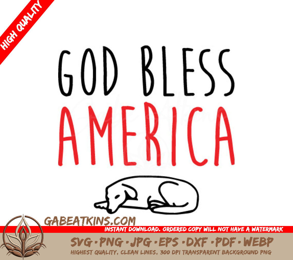 God Bless America Dog SVG - Typography T-Shirt Design SVG