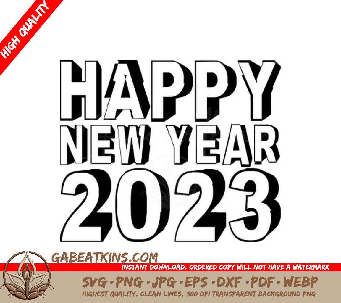 Happy New Year 2023 Typography SVG Design -  SVG