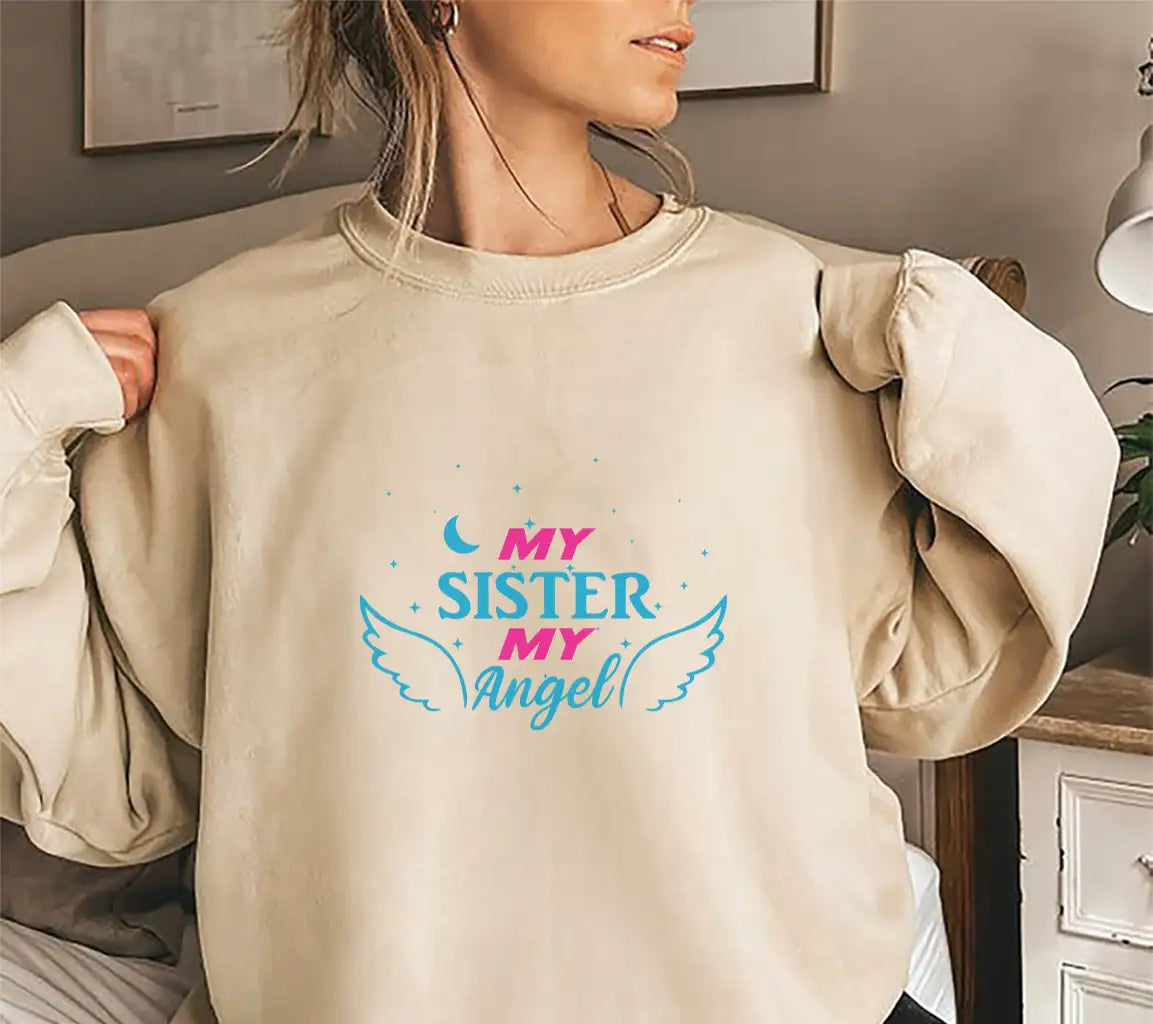 My Sister My Angel with Wings SVG - Typography T-Shirt Design SVG