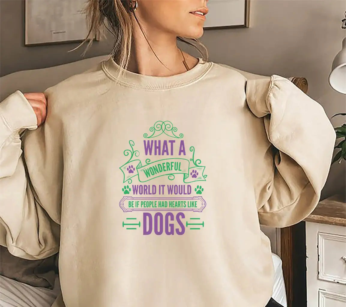 What A Wonderful World Dog Hearts SVG - Typography T-Shirt Design SVG