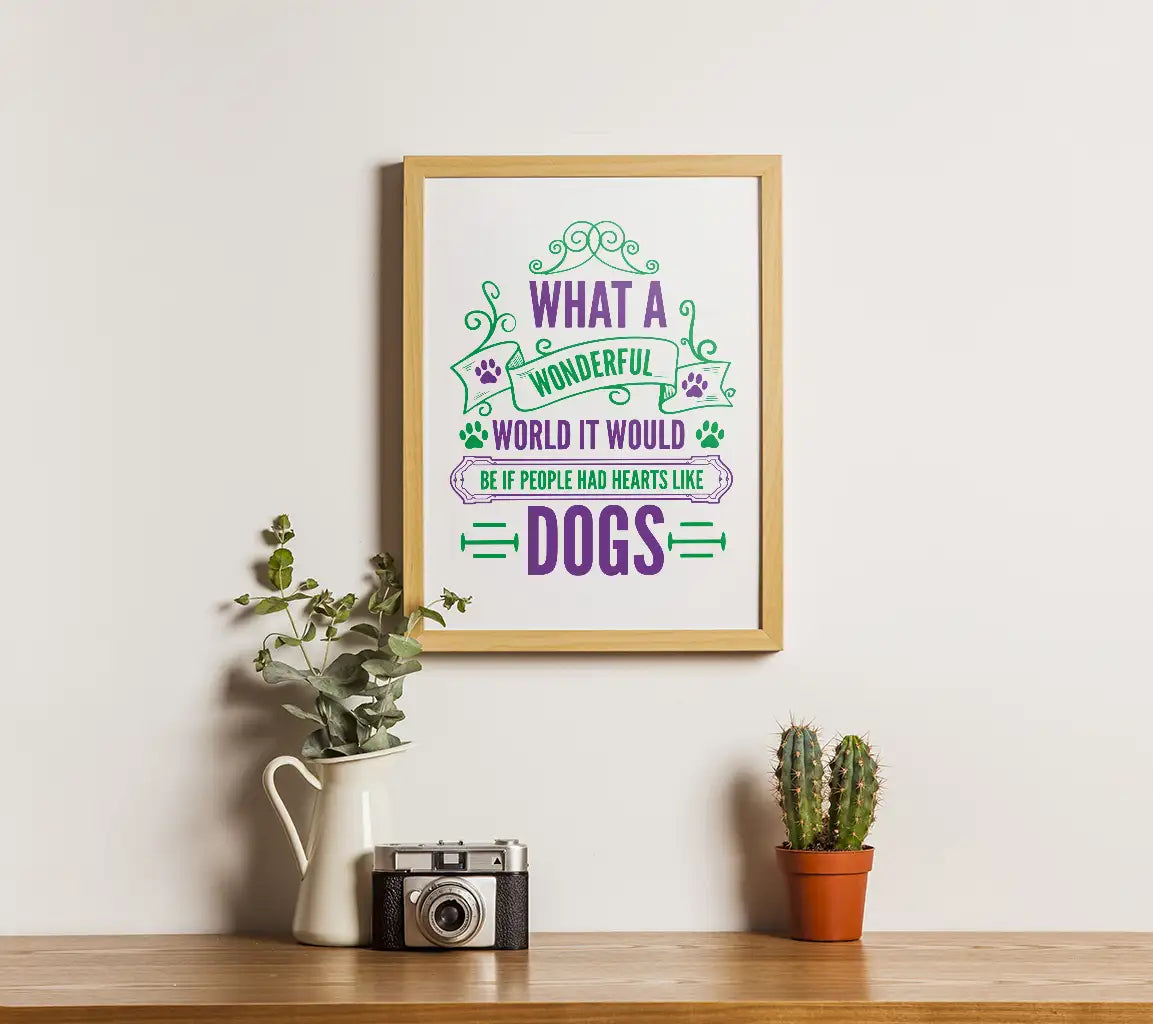 What A Wonderful World Dog Hearts SVG - Typography T-Shirt Design SVG