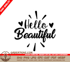 Hello Beautiful SVG -  Typography Heart Design Design SVG