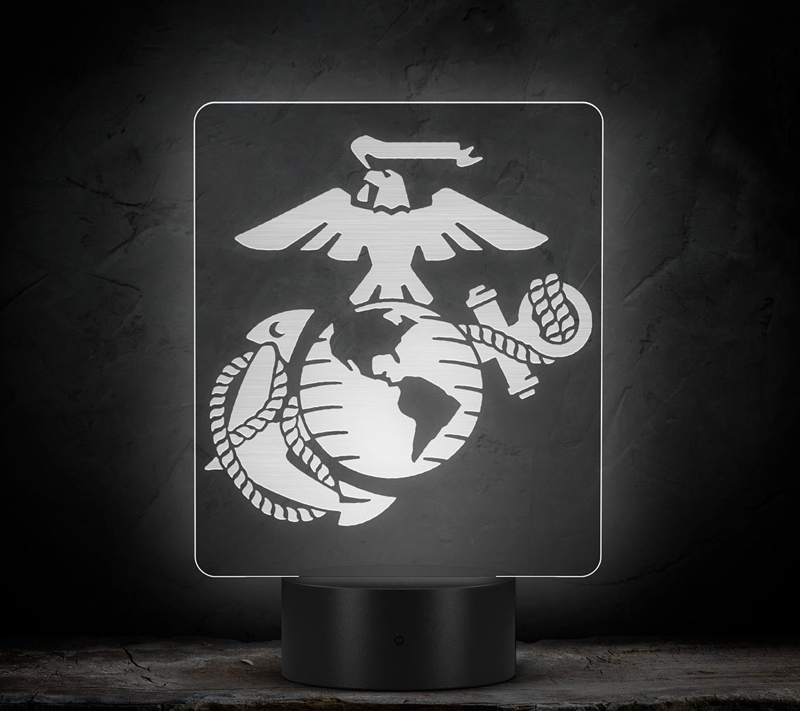 Eagle Globe and Anchor Acrylic Night Light, LED Sign, USMC EGA Acrylic - Illuminated White