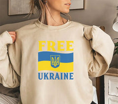 Blue & Yellow Ukrainian Flag SVG with Free Ukraine Text SVG