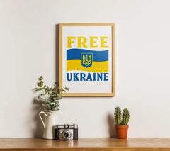 Blue & Yellow Ukrainian Flag SVG with Free Ukraine Text SVG