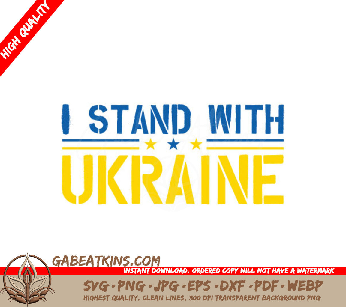 I Stand With Ukraine SVG - Blue & Yellow Sign SVG