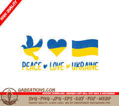 Ukraine Peace Dove Heart Flag SVG Design SVG