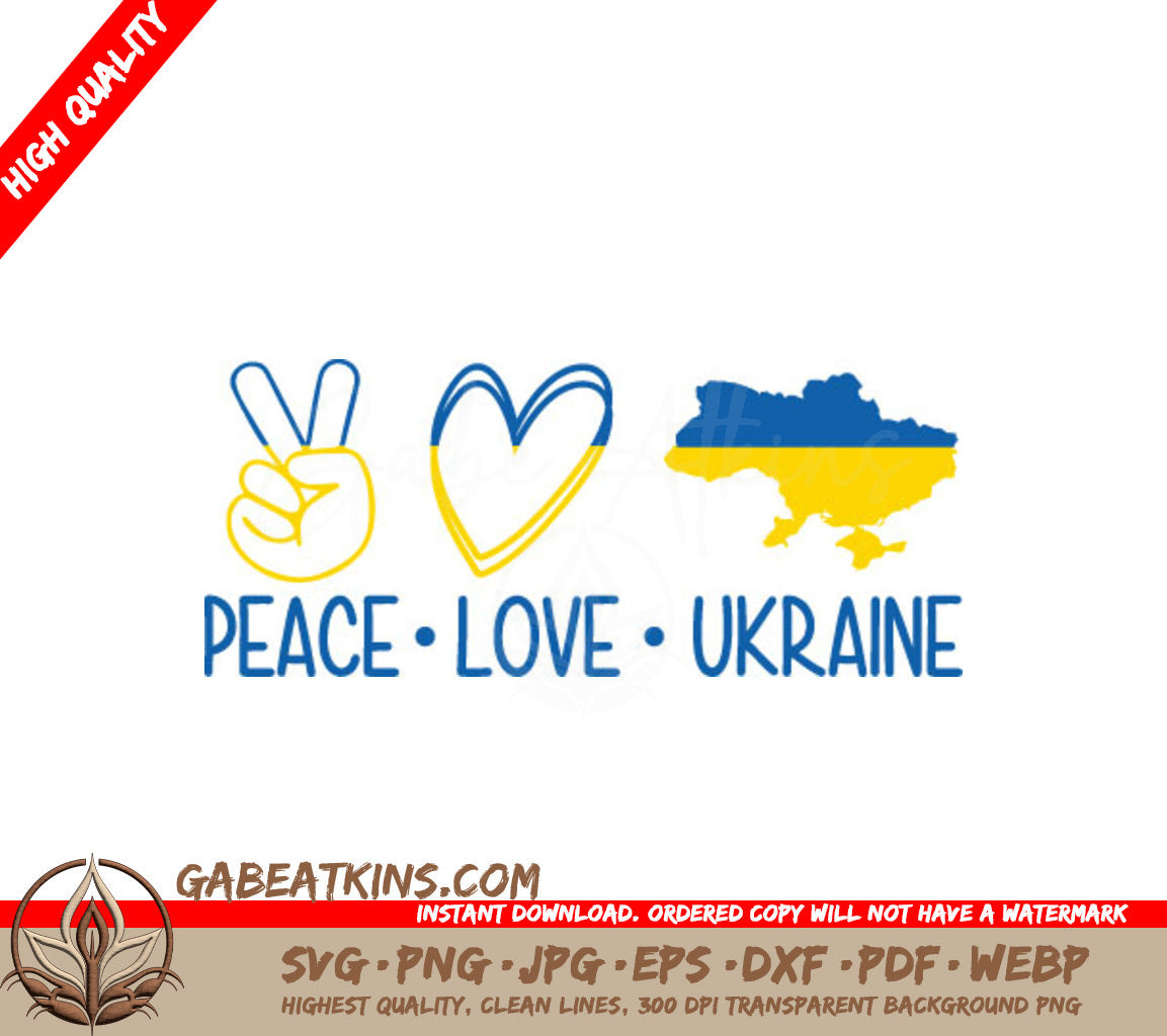 Ukraine Peace Sign, Heart & Map SVG - Support Ukraine SVG