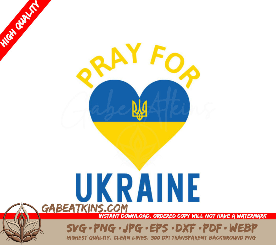 Pray for Ukraine Heart SVG - Blue & Yellow SVG