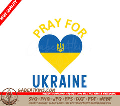 Pray for Ukraine Heart SVG - Blue & Yellow SVG