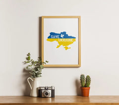 Save Ukraine Map SVG - Blue & Yellow Design SVG