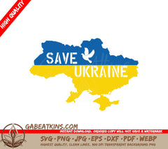 Save Ukraine Map SVG - Blue & Yellow Design SVG