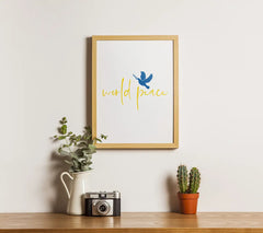 Blue Dove of Peace SVG World Peace Symbol with Wheat Branch - Ukraine Support SVG