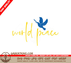 Blue Dove of Peace SVG World Peace Symbol with Wheat Branch - Ukraine Support SVG