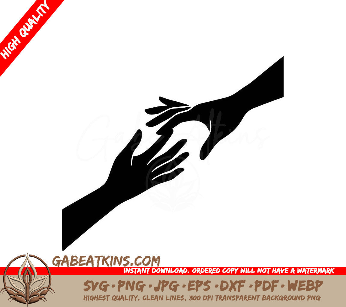 A Silhouette Of Two Hands Reaching For Each Other SVG - Unified Reach SVG