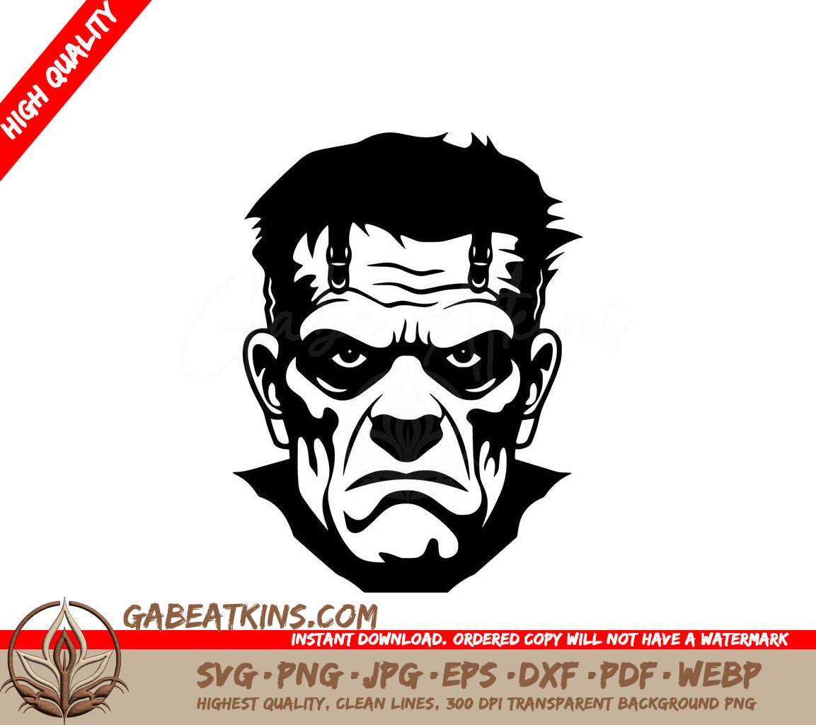 A Black And White Drawing Of Frankensteins Face