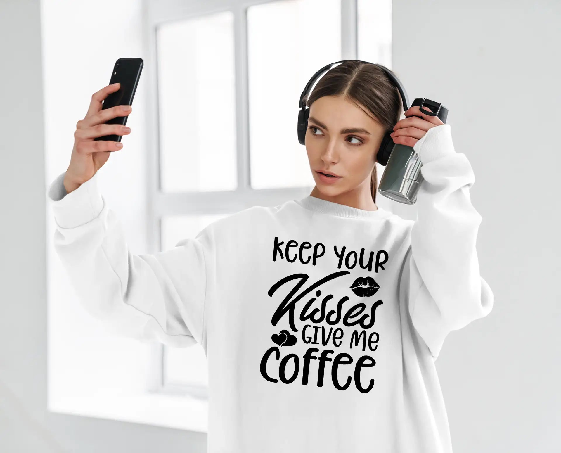 Keep Your Kisses Give Me Coffee SVG - Valentines Day T-Shirt Design SVG