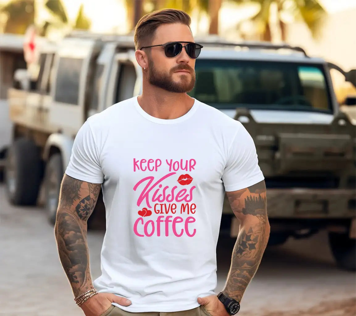 Keep Your Kisses Give Me Coffee SVG - Valentines Day T-Shirt Design SVG