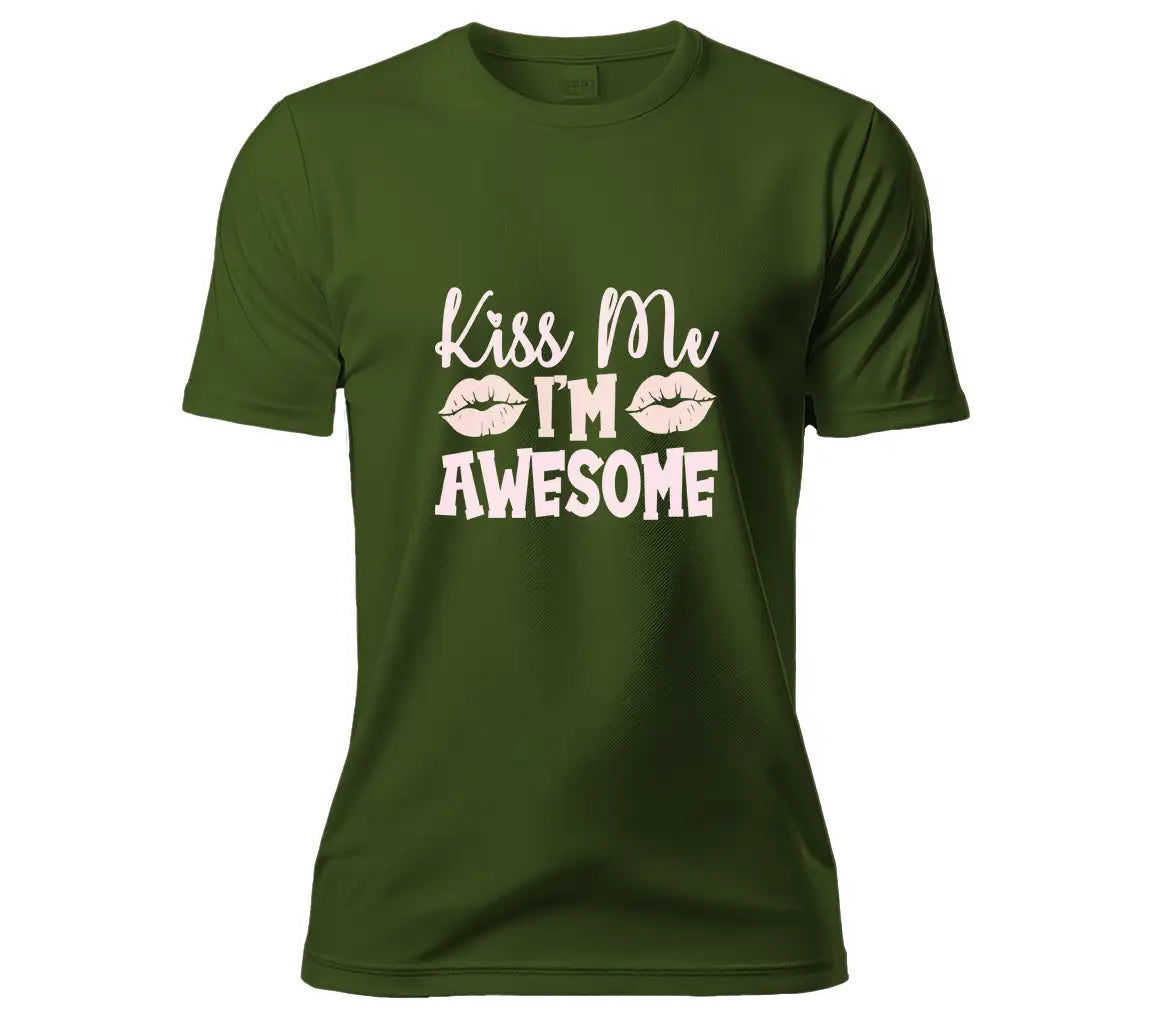 Kiss Me Im Awesome Pink & Red SVG Design - Valentines Day T-Shirt SVG