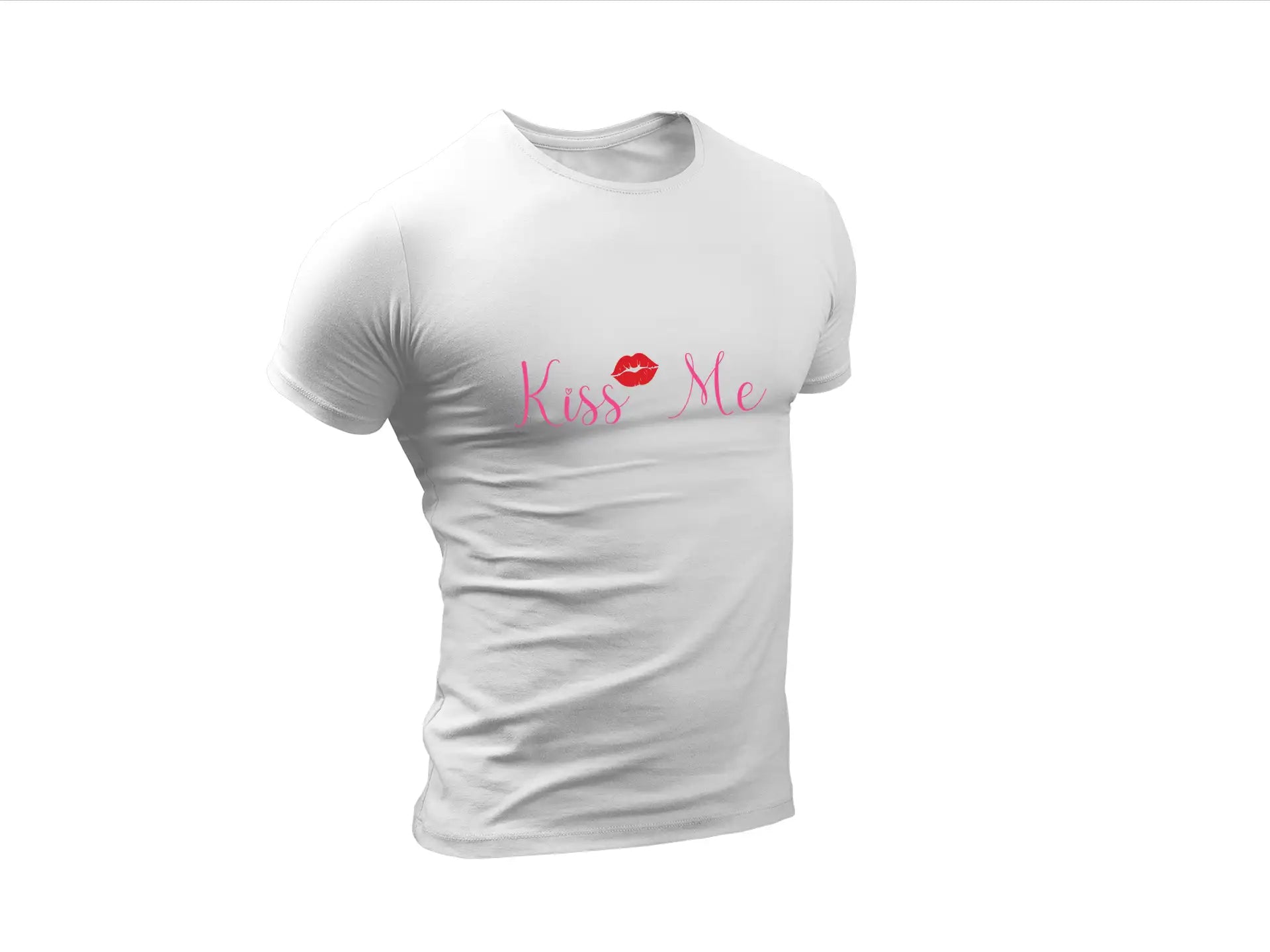 Kiss Me SVG - Red Lips on White Background - Valentines Day T-Shirt Design SVG