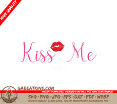 Kiss Me SVG - Red Lips on White Background - Valentines Day T-Shirt Design SVG