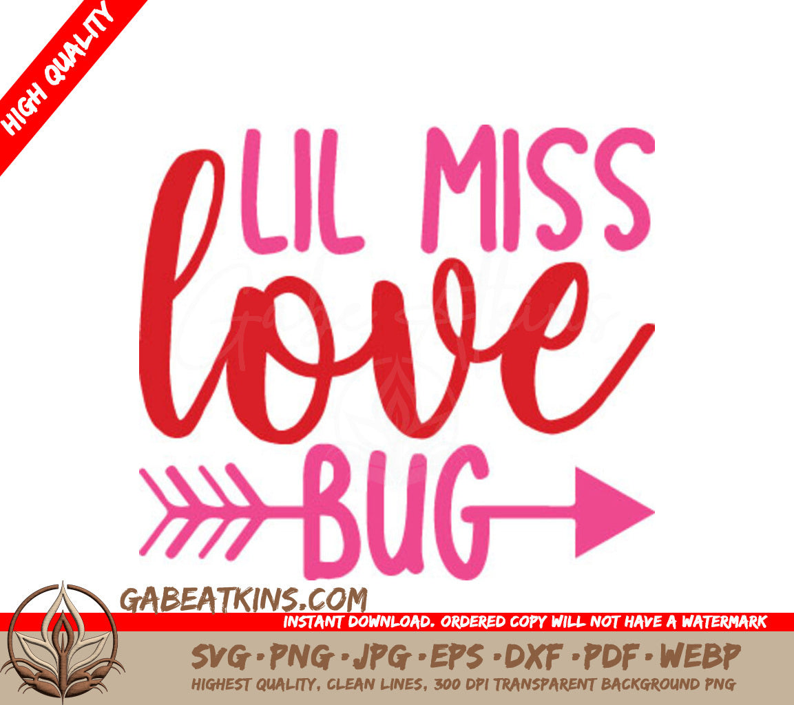 Lil Miss Love Bug SVG - Valentines Day T-Shirt Design SVG