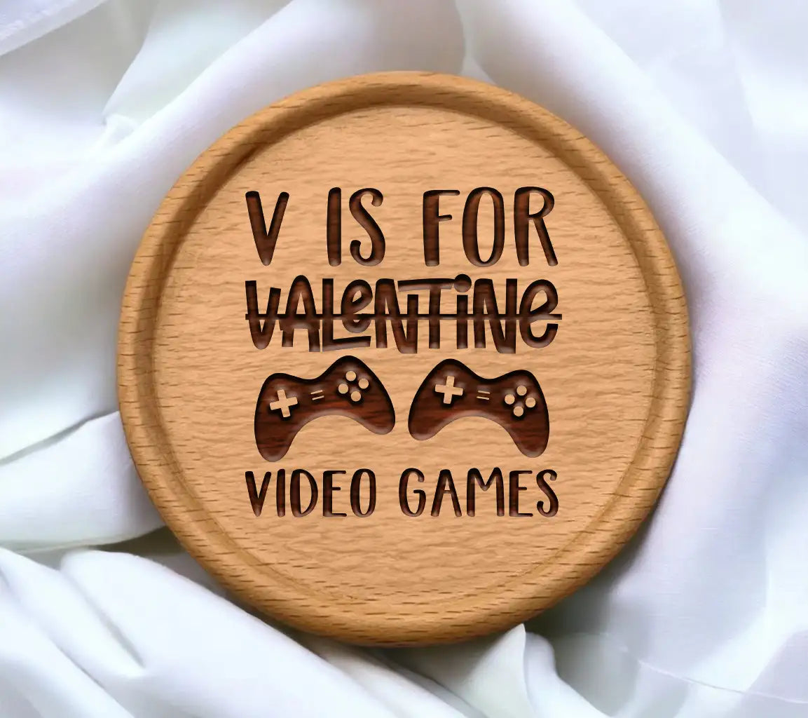 Valentines Day Video Game SVG - V is for Valentine with Controllers SVG