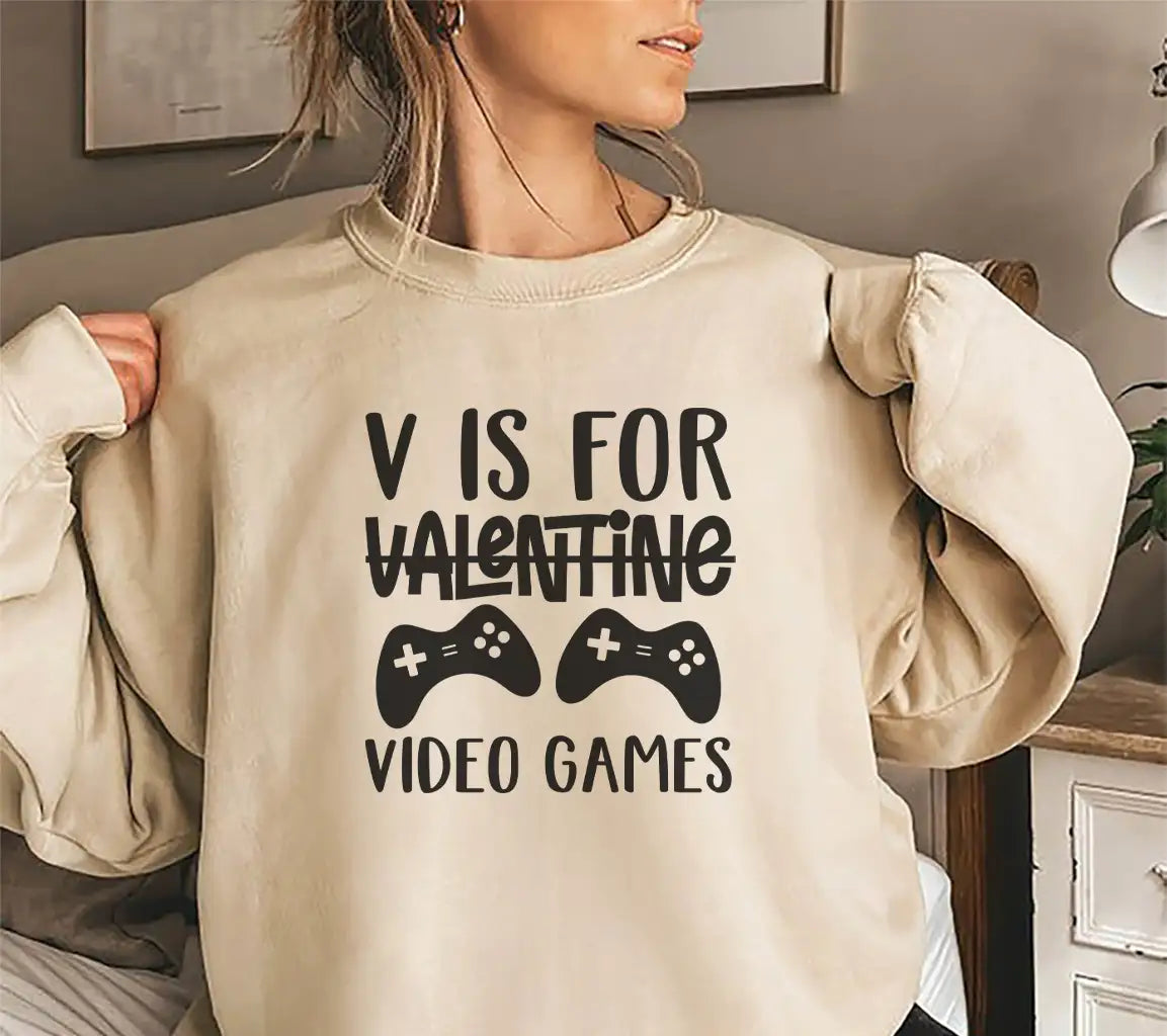 Valentines Day Video Game SVG - V is for Valentine with Controllers SVG