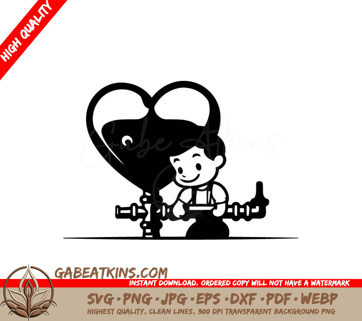 Valentines Day Boy with Heart Key SVG -  Cartoon Illustration SVG