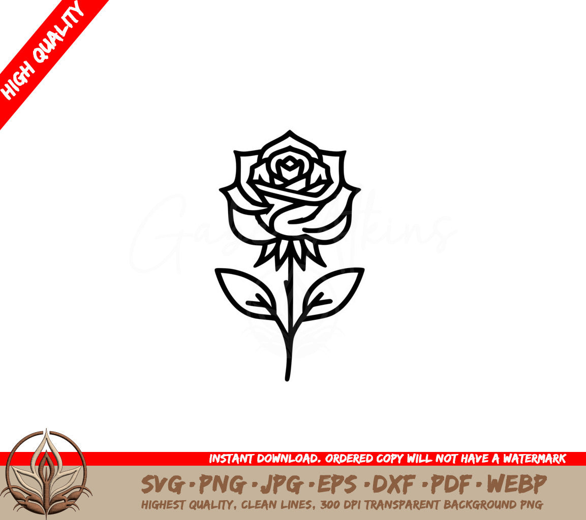 Valentines Rose SVG PNG JPG AI PDF DXF EPS and WebP Digital Download 
