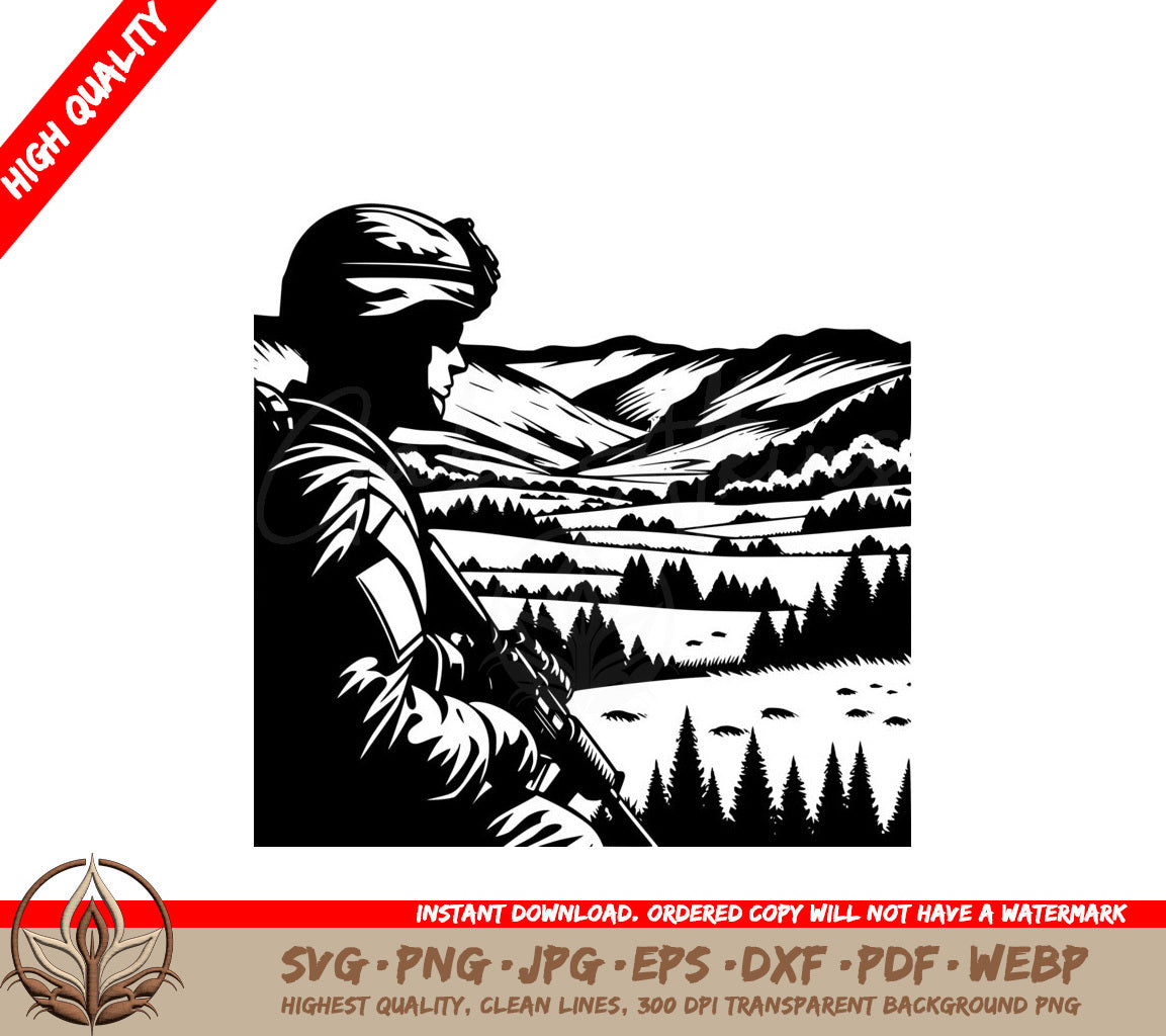 Valley Guardian Soldier SVG PNG JPG AI PDF DXF EPS WebP - Digital Download 
